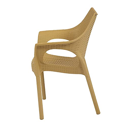 SkyGlamour Supreme Cambridge Heavy Plastic Chair for Living Room | Home | Garden and Indoor Outdoor Use |Chairs for Living Room| Plastic Chair Set of 2 |Color: Cane, Set of 2 Chair - Image 5
