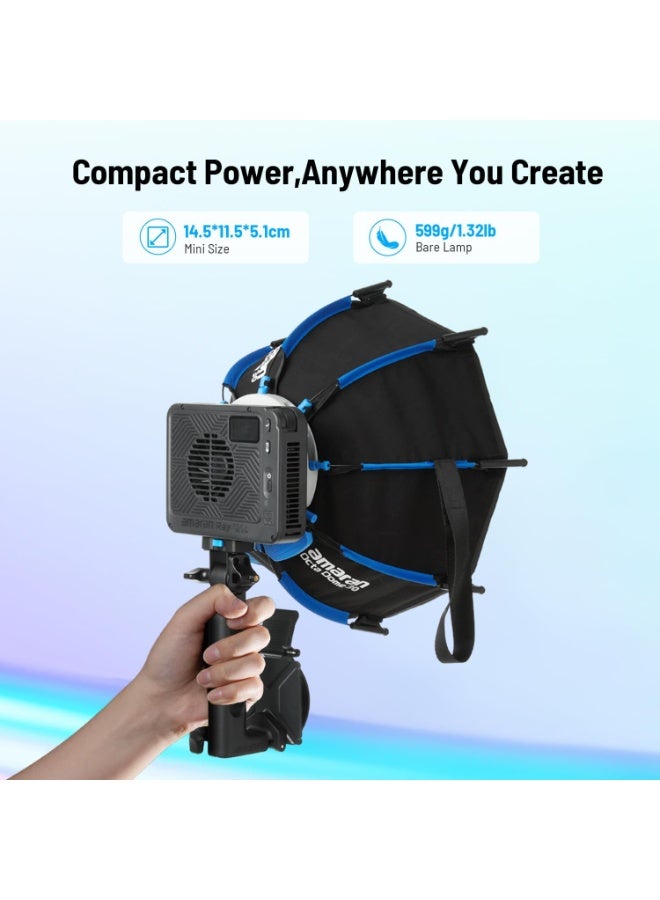 عماران إضاءة فيديو أمـاران راي 120 سي RGB بقوة 120 واط إضاءة استوديو محمولة بقاعدة بوينز حرارة لون من 1800 إلى 20000 كلفن مقاومة للعوامل الجوية IP54 مع تحكم عبر التطبيق وسوفت بوكس وحقيبة حمل - Image 3