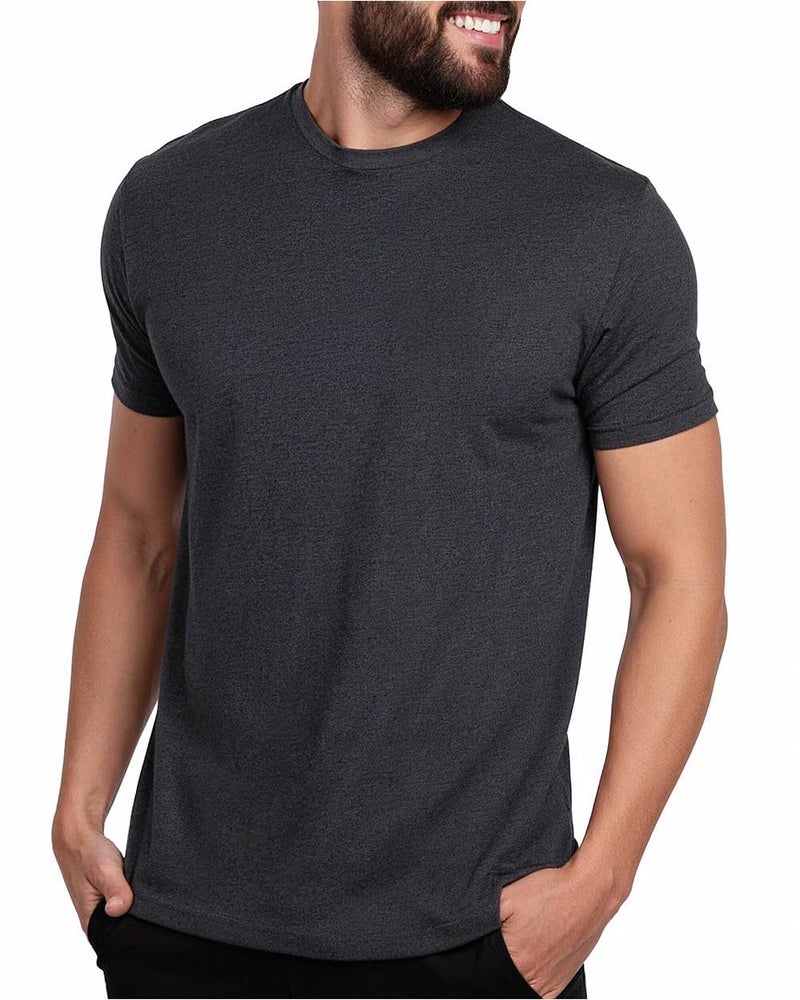 INTO THE AM Men's Plain Tees - Fitted Crewneck T-Shirts Casual Gym Workout Black White Short Sleeve Tshirts Shirts for Men (Charcoal, XX-Large) - Image 1