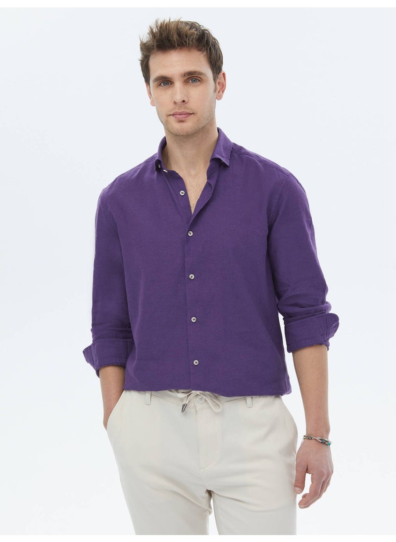 Purple Plain Regular Fit Woven Casual Cotton Blend Shirt - pzsku/ZED31E78970722951FCB3Z/45/_/1731111966/22dbe402-970a-4b20-892a-23e52601089b