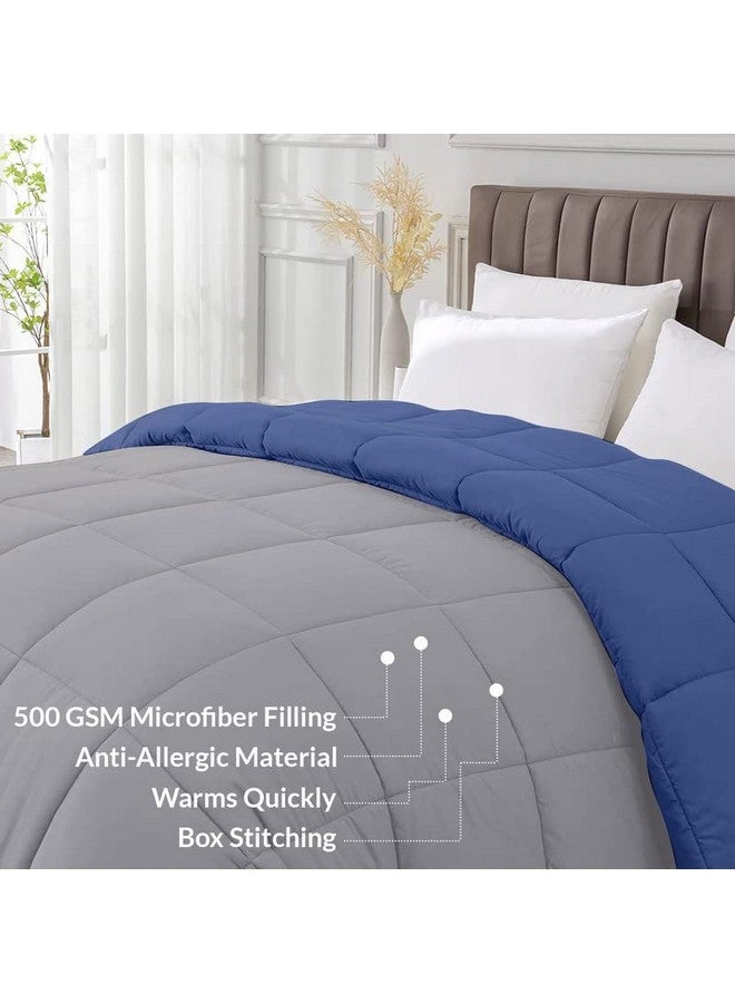 Razzai Razzai 500 GSM Winter Comforter Premium Collection Quilted Revesible microfiber Comforter (92" x 106" Inches/233cm x 269cm) - King Size Comforter|Silver/Medium Blue| TC - 400  - Image 5