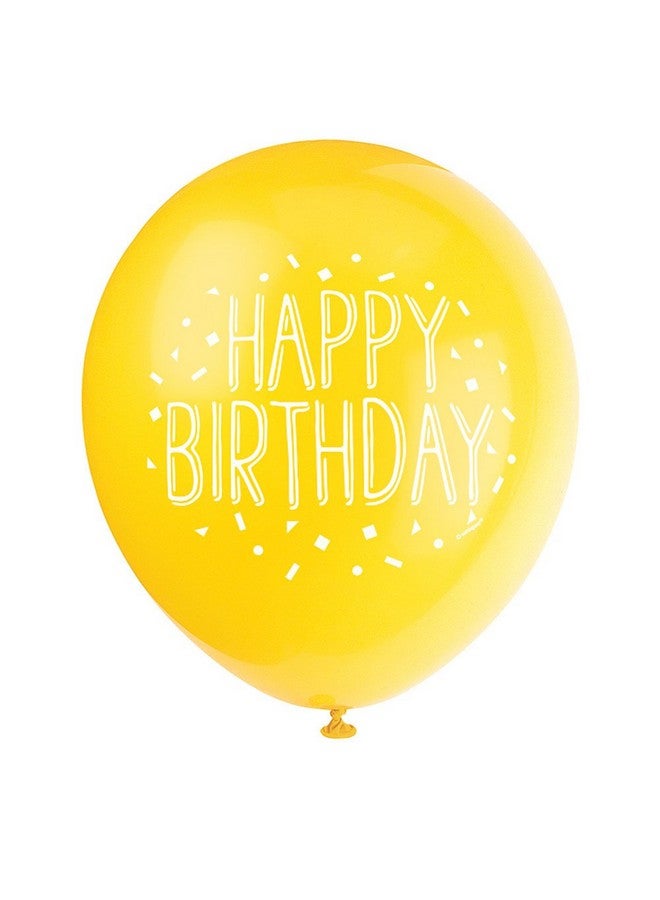 Unique Fun Happy Birthday Party Latex Balloons - 12" | Assorted Colors | 8 Pcs - Image 3