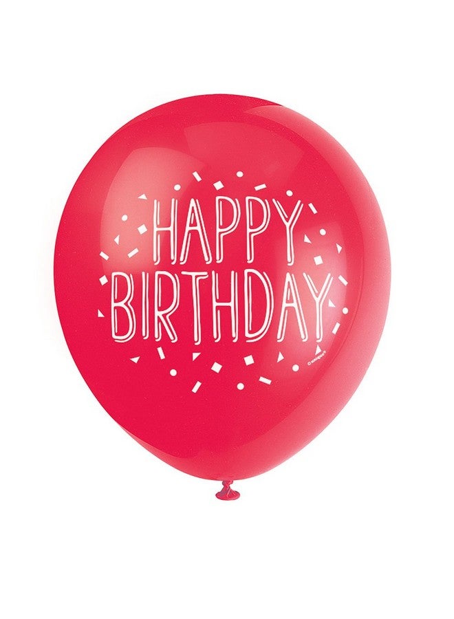 Unique Fun Happy Birthday Party Latex Balloons - 12" | Assorted Colors | 8 Pcs - Image 4