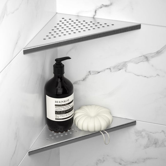 8 CORNER SHOWER SHELF 2 PACK 304 STAINLESS STEEL GROUT IN SHELVES FOR TILED WALL RECESSED BATHROOM SHELF RACK NO DRILLING NEEDED 8 SILVER