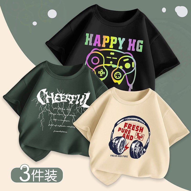 Boys' Short-Sleeve T-Shirt, Pure Cotton, 2025 Children'S Summer Wear, Big Kids' Thin T-Shirt, Trendy Children'S Clothing - Image 4