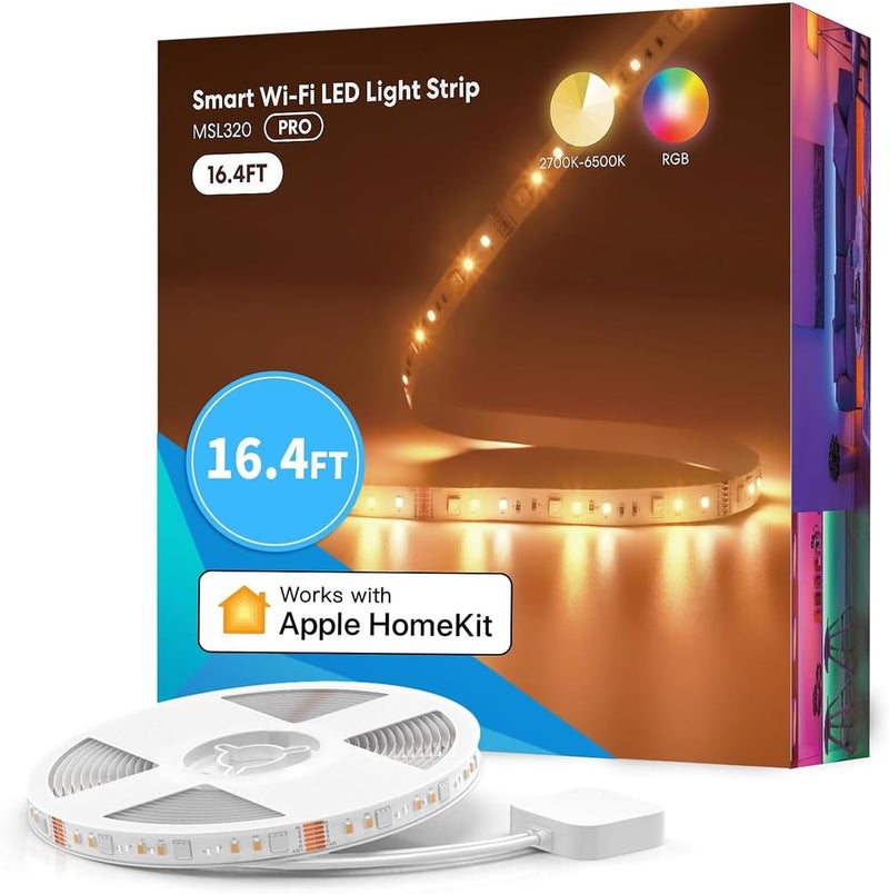 Meross Led Strip Light 5M LED Light Strip Compatible with Apple HomeKit Siri Alexa Voice Control and Remote Control, RGB Color Changing Led Strips for Home, Bedroom - Image 1