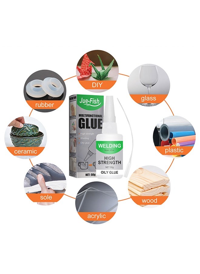 JUE-FISH Multifungtional Glue-Strength Oily Glues, Multifunctional Powerful Universal Glue, Clear Oily Glue For Metal, Plastic, Wood, Ceramics, Leather, Glass (50 Grams/Bottle)  - Image 1