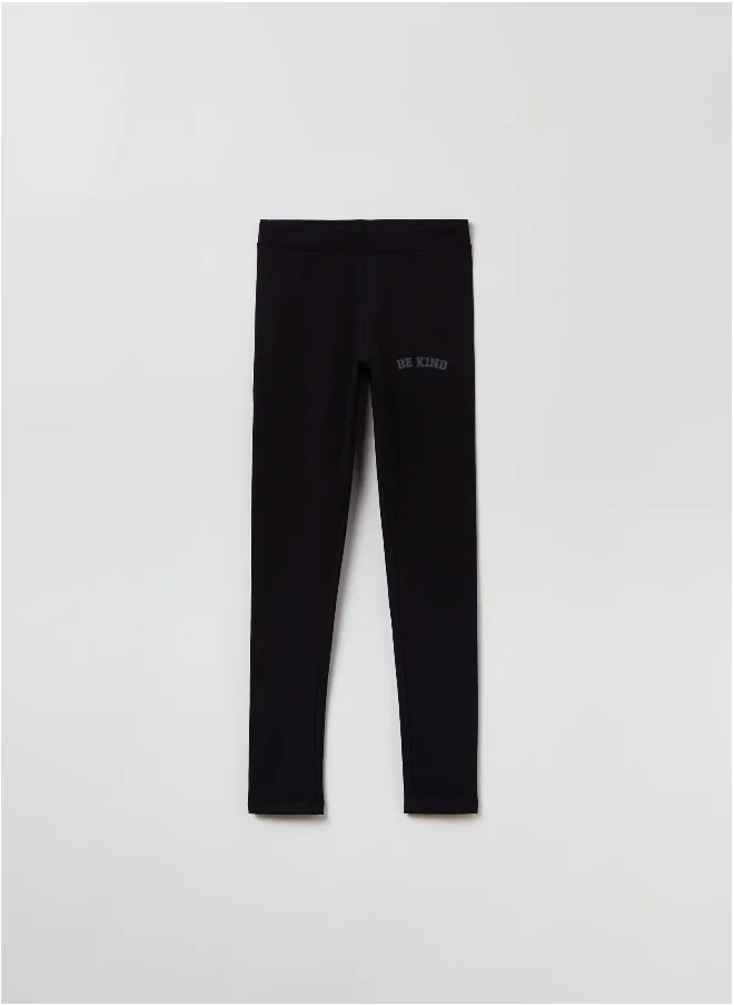 او في اس OVS Leggings With Printed Lettering