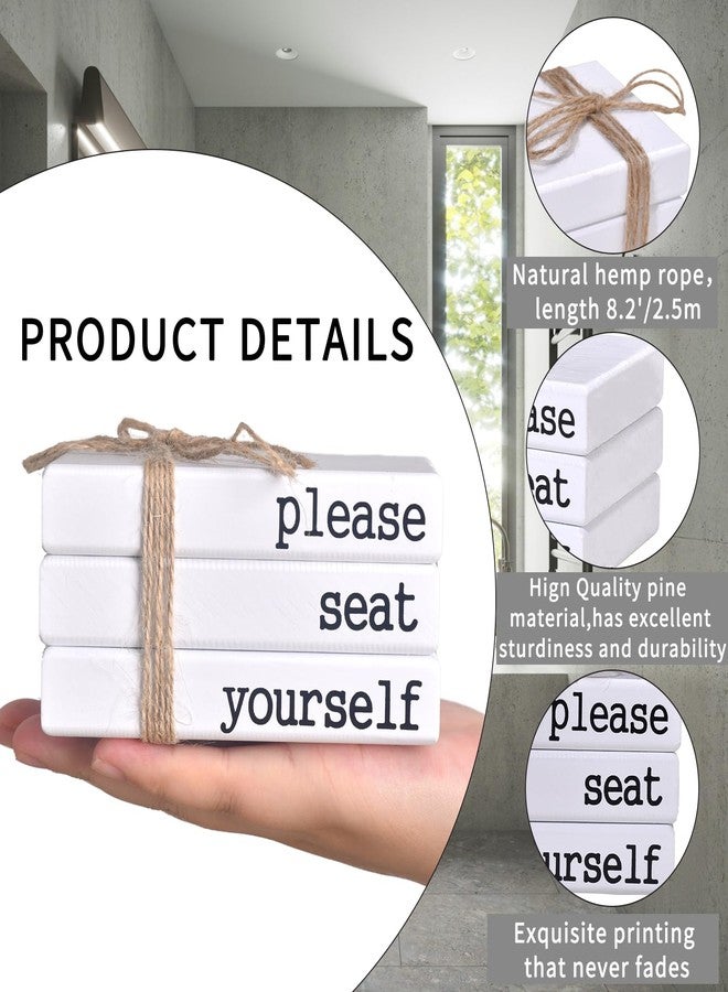 GHOSTMAGIC Restroom Decor, Bathroom Decor for Shelves, Toilet Decor, Funny Wooden Farmhouse Mini Book Stack for Bathroom Restroom Shelf Sign Decor Two-Sided Tabletop Decorative Set of 3 (white) - Image 5