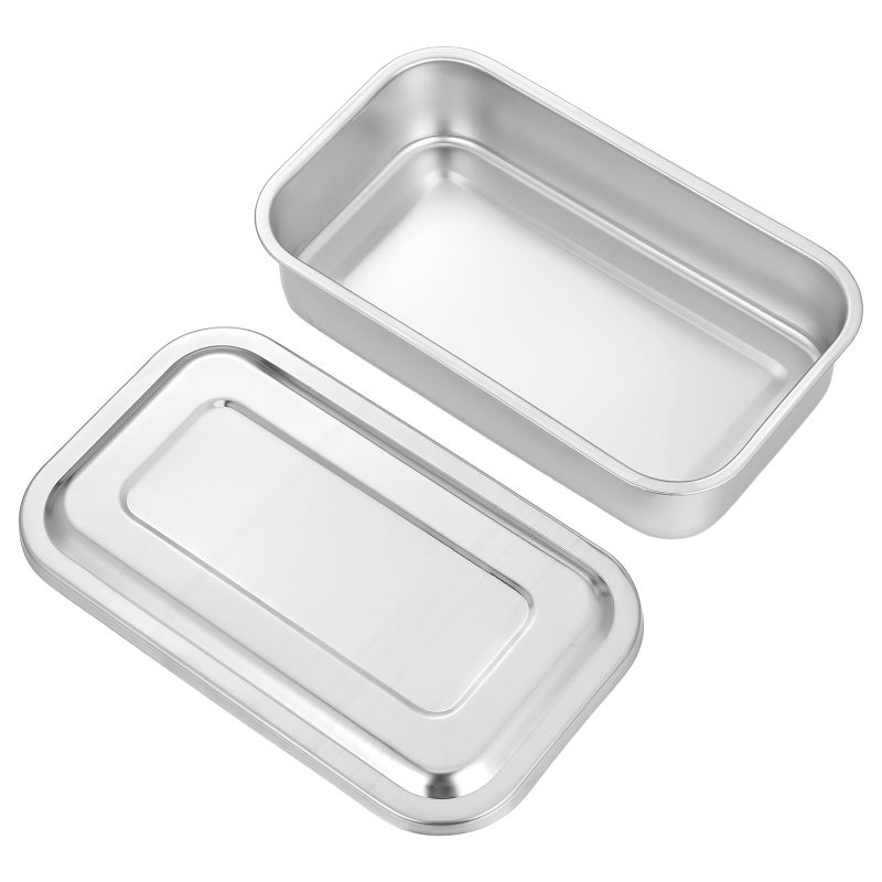 8 Inch Stainless Steel Box Instrument Tray With Lid Lid Style - Image 1