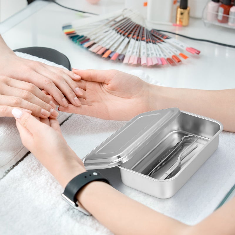 8 Inch Stainless Steel Box Instrument Tray With Lid Lid Style - Image 3