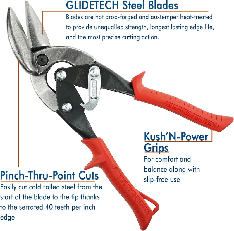 MIDWEST TOOL 5.5" Forged Molybdenum Alloy Steel Left Hand Sheet Metal Shears - Image 3
