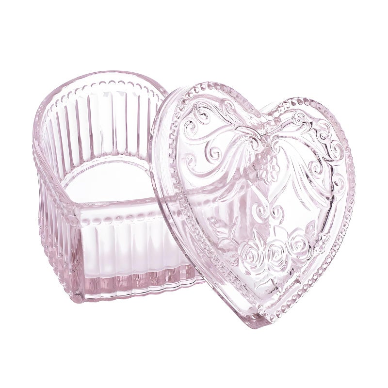 Gaolinci Crystal Glass HeartShaped Storage Box Embossed Jewelry Box Candy Box with Lid