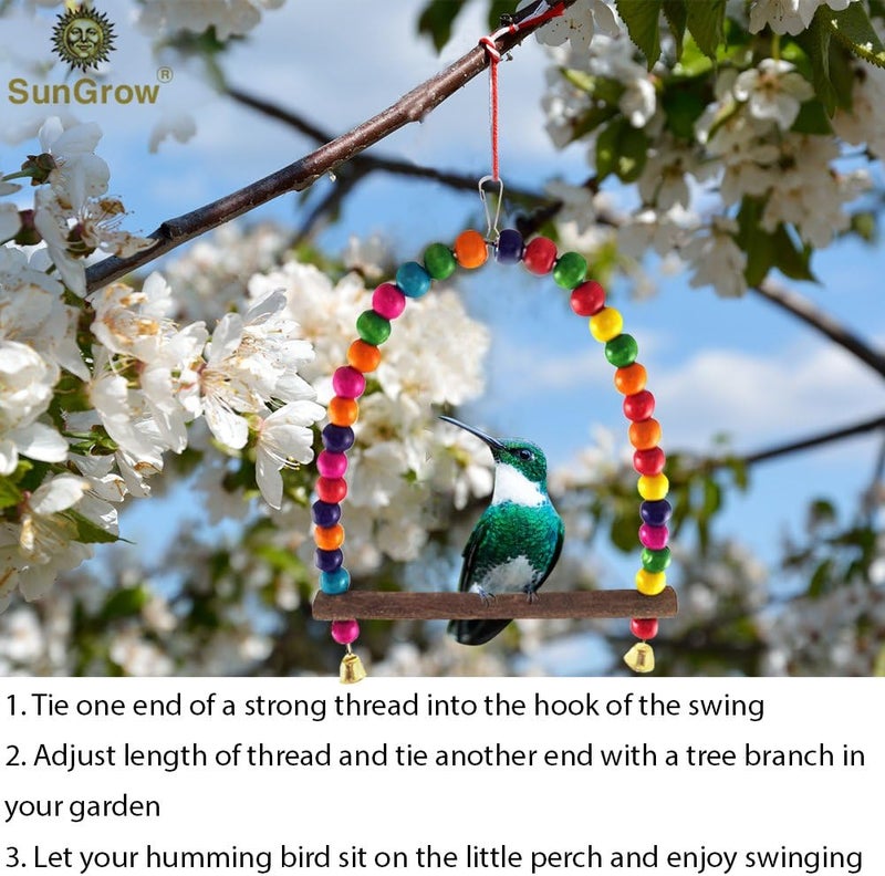 SunGrow Hummingbird Swing Perch, 6” x 8.5”, Wooden Dowel Makes for Resting Spot, 1-Piece - Image 5