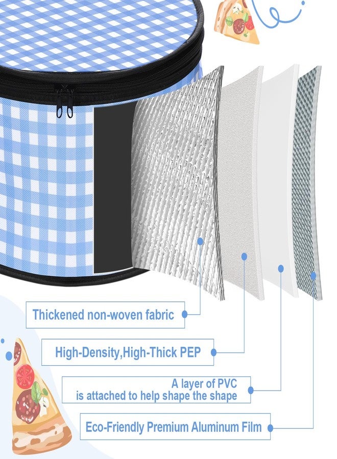 Pickmesh Round Pie Carrier 12 x 7 Inch Insulated Casserole Carriers with Lid and Detachable Handle Cake Carrier for Hot or Cold Food Transport Thanksgiving Christmas Gift (Blue and White Plaid) - Image 5