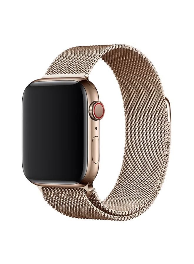 إيف سوار عصري من Milanese متوافق مع Apple Watch 6 5 من الفولاذ المقاوم للصدأ 42 مللي متر 44 مللي متر Iwatch Series إكسسوارات سوار WatchBand ذهبي وردي - Image 1
