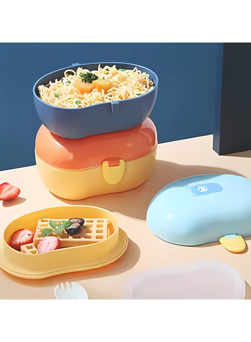 Twisoo Cute Duck Plastic Lunch Box for Kids, 900ml Leakproof & Spillproof, BPA-Free Food Grade PP, 2 Compartments with Spoon - Ideal for School & Travel (Pink ) - Image 3