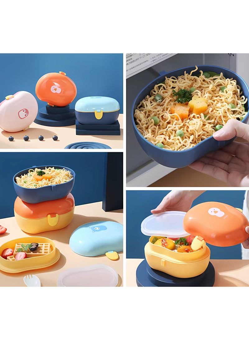 Twisoo Cute Duck Plastic Lunch Box for Kids, 900ml Leakproof & Spillproof, BPA-Free Food Grade PP, 2 Compartments with Spoon - Ideal for School & Travel (Pink ) - Image 4