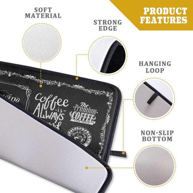 Giwawa Coffee Bean Maker Dish Drying Mat for Countertops, 18x24 inch Absorbent Microfiber Espresso Cup Spill Mats Black Machine Drainer Mat Dish Drainer Rack Mat Protector Kitchen Accessories Bar - Image 4