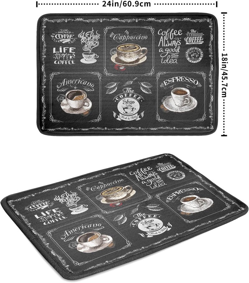Giwawa Coffee Bean Maker Dish Drying Mat for Countertops, 18x24 inch Absorbent Microfiber Espresso Cup Spill Mats Black Machine Drainer Mat Dish Drainer Rack Mat Protector Kitchen Accessories Bar - Image 2