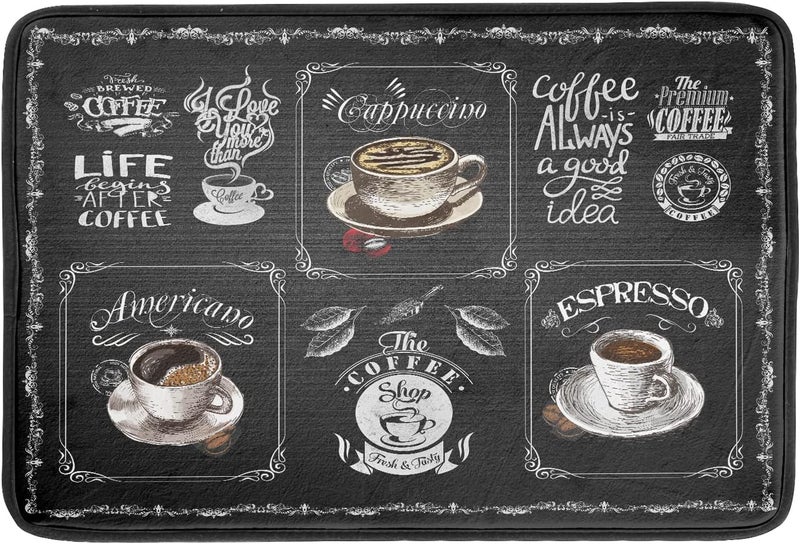 Giwawa Coffee Bean Maker Dish Drying Mat for Countertops, 18x24 inch Absorbent Microfiber Espresso Cup Spill Mats Black Machine Drainer Mat Dish Drainer Rack Mat Protector Kitchen Accessories Bar - Image 1