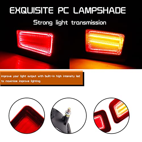 Tonsya Compatible With 2005 2006 2007 2008 2009 Hummer H2 Rear Bumper Reflector Tail Lights Turn Signal Daytime Running & Brake Stop Lamps 3 IN 1 Replacement 3D Optic Red Lens Amber & Red Led - Image 2