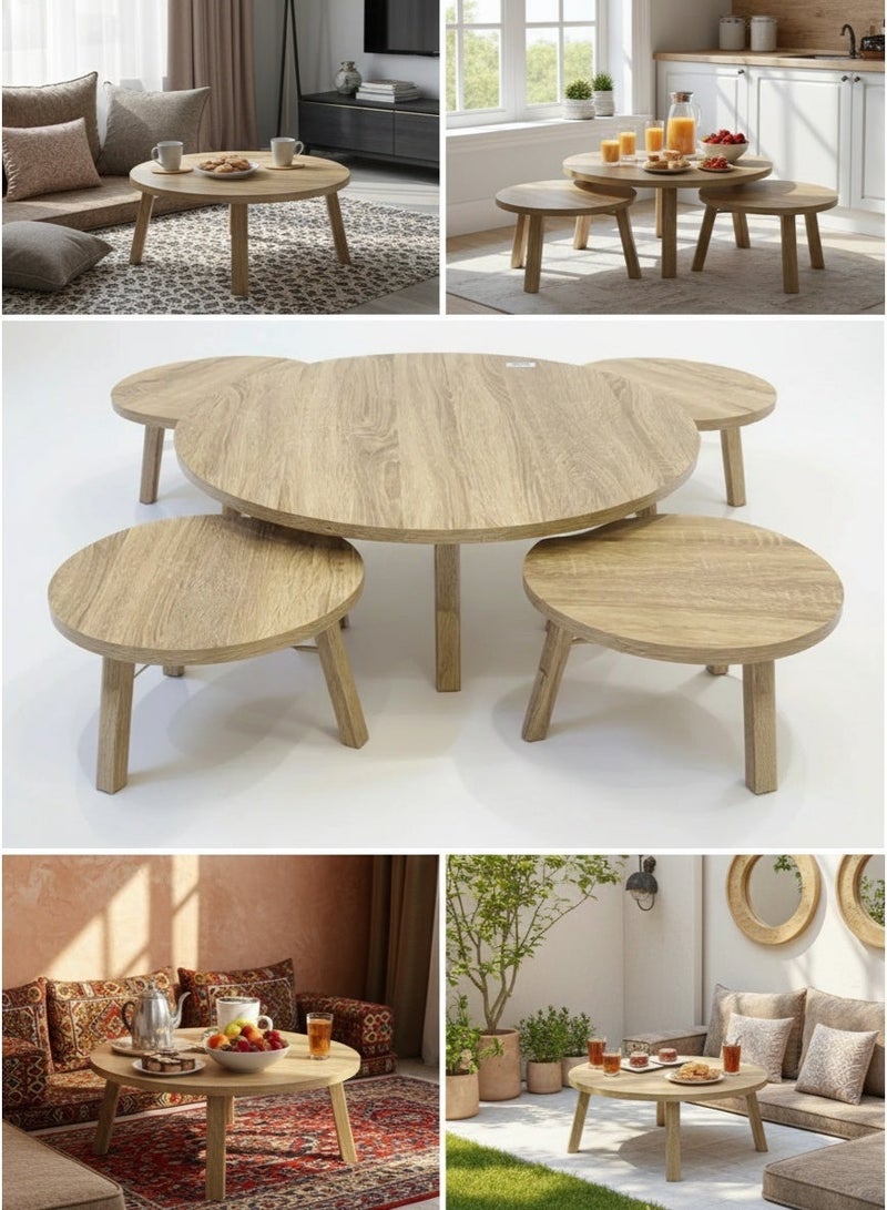 Living Floor Table Set (1 Large + 4 Small) – Perfect for Living Rooms & Salons - Image 4