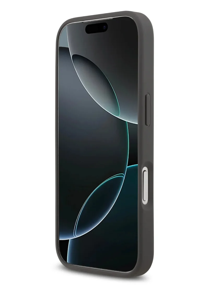 كارل لاغرفيلد جراب جلد سافيانو مغلف بالكامل لهاتف iPhone 17 Pro Max مع دبابيس رأس كارل وشوبيت / سهل التركيب / تصميم نحيف / خفيف الوزن / غطاء خلفي - رمادي