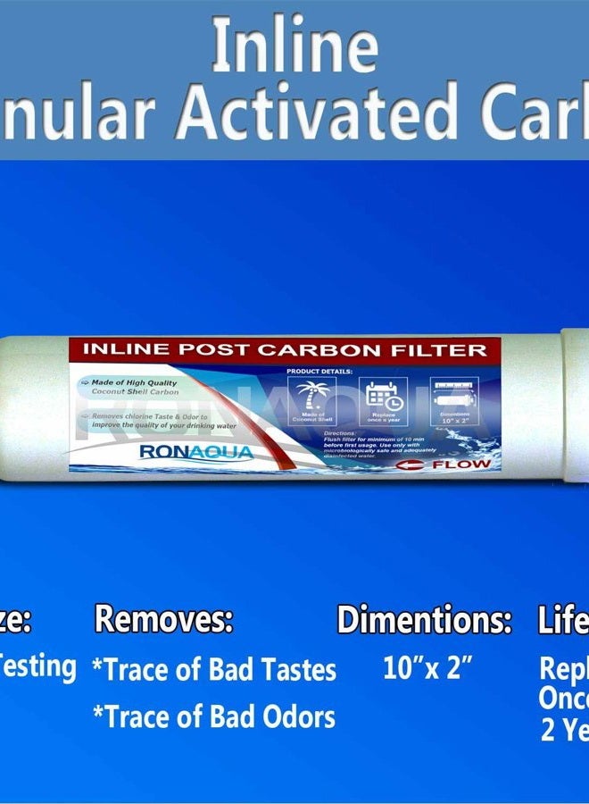 Ronaqua T33 Inline Coconut Grade Activated Carbon Pre/Post Membrane Filter for Taste and Odor Reduction - Image 2