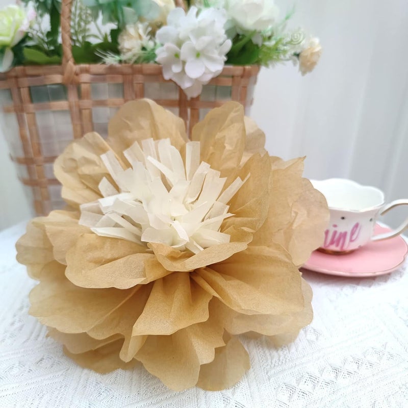 Mybbshower White Gold Large Paper Flower Decorations for Wedding Party Backdrop DIY Home Flower Wall Arrangement Decorations 2010 Assorted Pack of 6 - Image 5