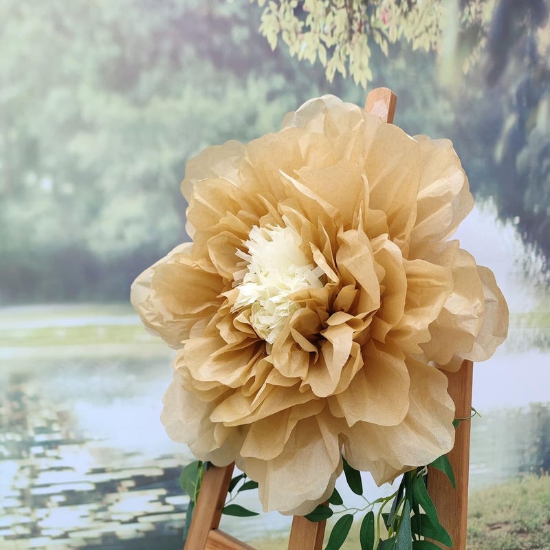 Mybbshower White Gold Large Paper Flower Decorations for Wedding Party Backdrop DIY Home Flower Wall Arrangement Decorations 2010 Assorted Pack of 6 - Image 3