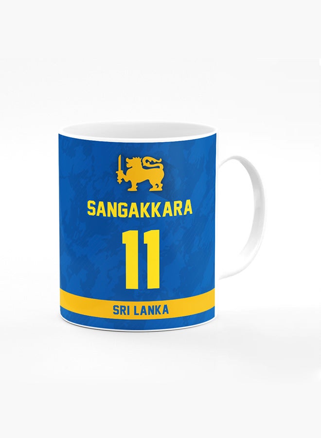 Stylizedd Designer Printed Coffee Mug with Heavy Duty Handle 11oz Ceramic Personalised Gift Mugs Cup - Cricket Player - Kumar Sangakkara, Jersey Number - 11 (With Logo) - Image 1