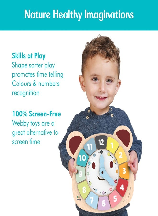 Webby Bear Colors Clock | Early Learning Toy | Time Learning | Educational Learning Clock Toy - Wooden Clock | Lovely Shapes - Cognitive Toy for Kids - Image 5