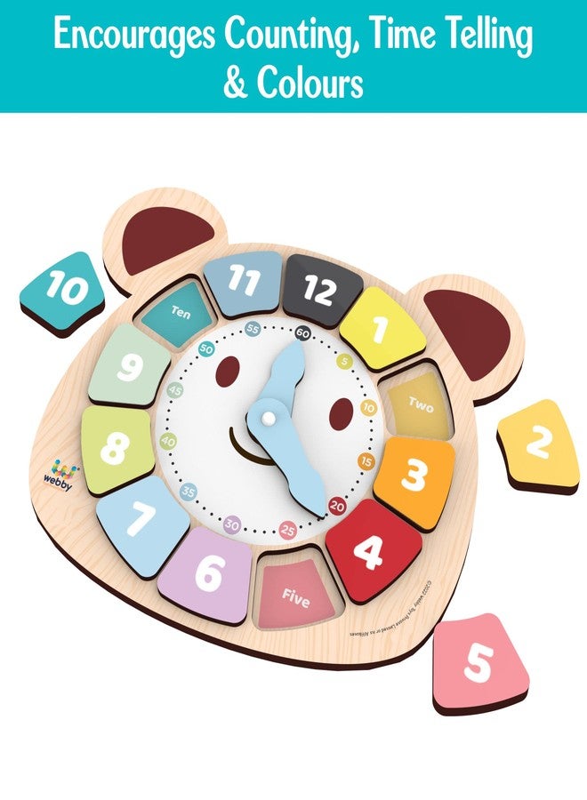 Webby Bear Colors Clock | Early Learning Toy | Time Learning | Educational Learning Clock Toy - Wooden Clock | Lovely Shapes - Cognitive Toy for Kids - Image 2