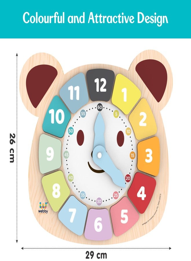 Webby Bear Colors Clock | Early Learning Toy | Time Learning | Educational Learning Clock Toy - Wooden Clock | Lovely Shapes - Cognitive Toy for Kids - Image 3