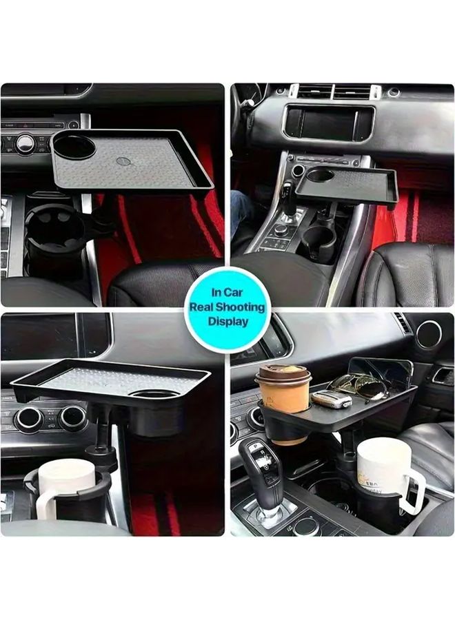 1 Item Adjustable Rotating Car Cup Holder With Extendable Desk Storage Shelf Heavy Duty Swivel Base One Touch Operation Hands Free For Smartphones Tablets Cups Snacks Suv Sedan Interior Accessory - Image 3