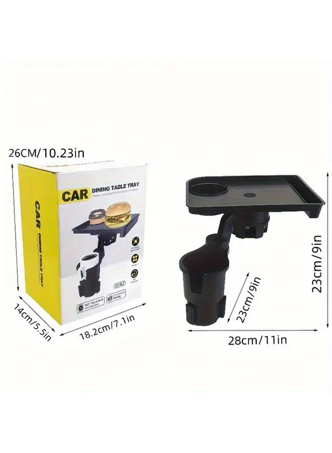 1 Item Adjustable Rotating Car Cup Holder With Extendable Desk Storage Shelf Heavy Duty Swivel Base One Touch Operation Hands Free For Smartphones Tablets Cups Snacks Suv Sedan Interior Accessory - Image 4