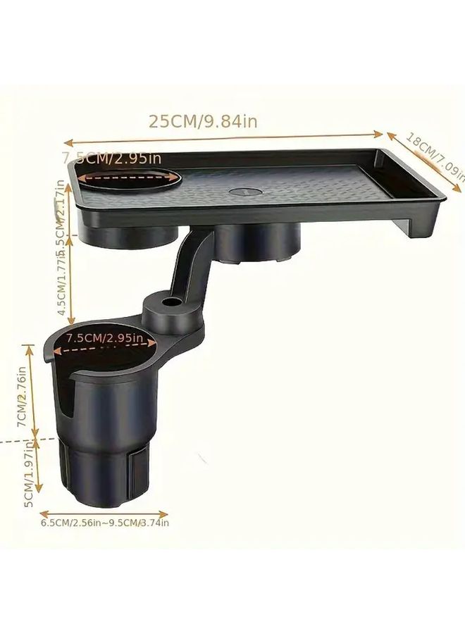 1 Item Adjustable Rotating Car Cup Holder With Extendable Desk Storage Shelf Heavy Duty Swivel Base One Touch Operation Hands Free For Smartphones Tablets Cups Snacks Suv Sedan Interior Accessory - Image 2