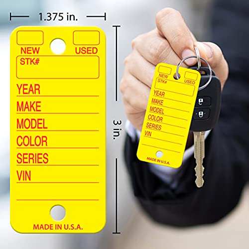Versa-Tags 250 Tear-Proof Poly Key Tags - Plastic Key Tags for Automotive, Truck, or RV Dealerships (Yellow), Made in USA - Image 2