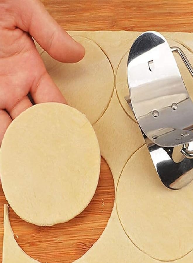 TRENDERA Stainless Steel Rolling Dumpling Skin Cutter Circular Dough Roller for Ravioli, Pierogi, and Empanada Wrappers Easy Pastry Circle Cutter Wheel with Comfortable Handle Kitchen or Home Cooking (Silver) - Image 5