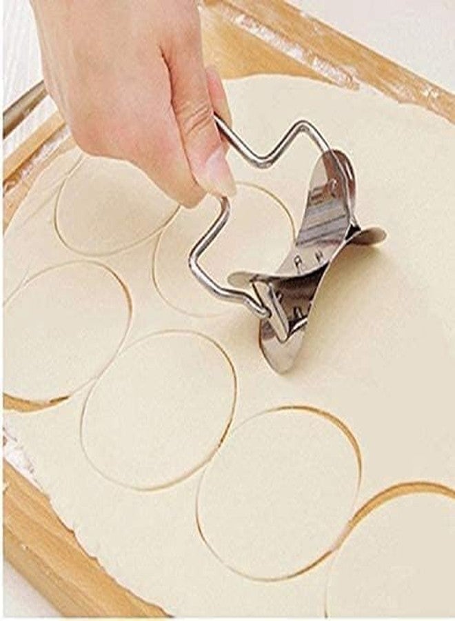 TRENDERA Stainless Steel Rolling Dumpling Skin Cutter Circular Dough Roller for Ravioli, Pierogi, and Empanada Wrappers Easy Pastry Circle Cutter Wheel with Comfortable Handle Kitchen or Home Cooking (Silver) - Image 2
