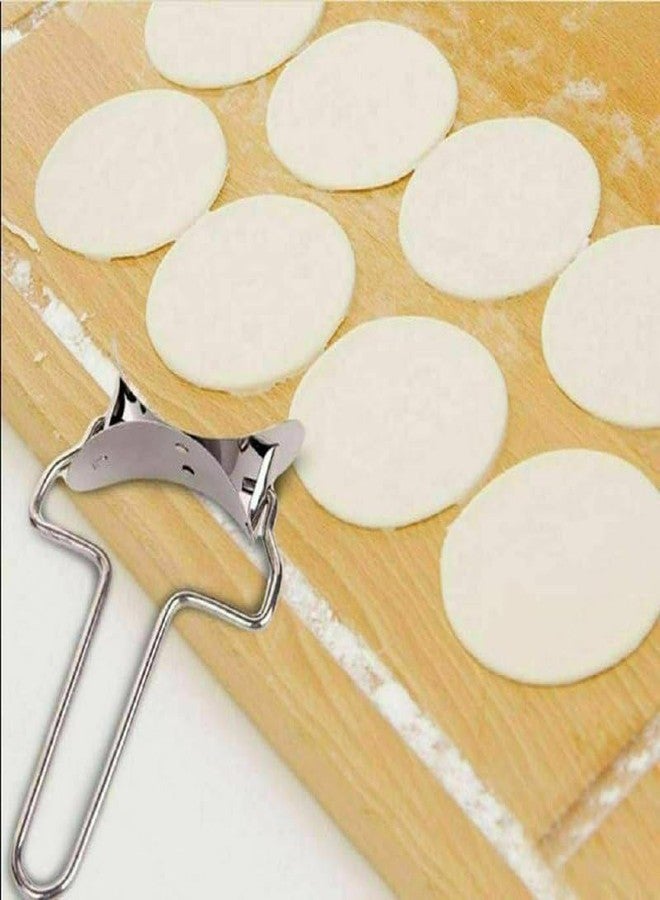 TRENDERA Stainless Steel Rolling Dumpling Skin Cutter Circular Dough Roller for Ravioli, Pierogi, and Empanada Wrappers Easy Pastry Circle Cutter Wheel with Comfortable Handle Kitchen or Home Cooking (Silver) - Image 3