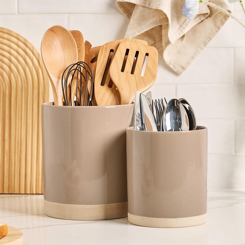 Famiware Milkyway Utensil Crocks Set of 2 in Cinnamon Brown - Image 1