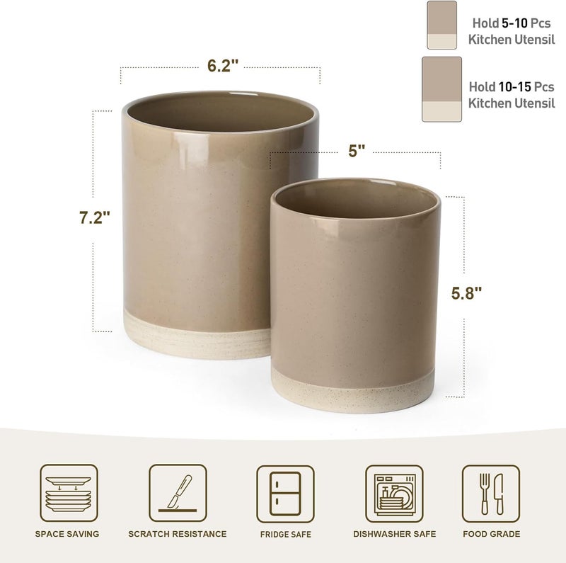 Famiware Milkyway Utensil Crocks Set of 2 in Cinnamon Brown - Image 4