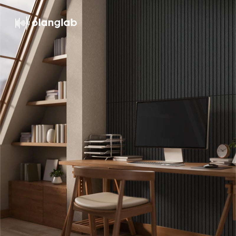 Olanglab Wood Veneer Acoustic Wall Panels 6 Pack, 23.6"Ã—47.2" Sound Absorbing Wall Panels for Interior Wall Decor, Matte Black - Image 3