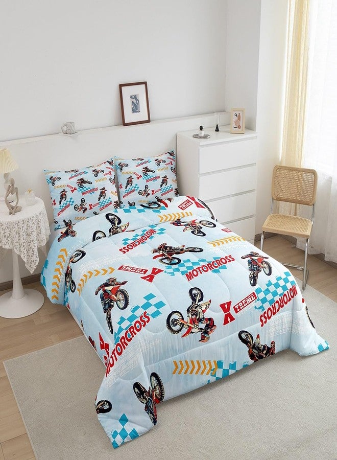 Feelyou Kids Dirt Bike Bedding Set Toddler Size, Motocross Duvet Insert Extreme Sports Comforter Set Boys Girls Teens Bedroom Decor with 1 Pillow Case - Image 3