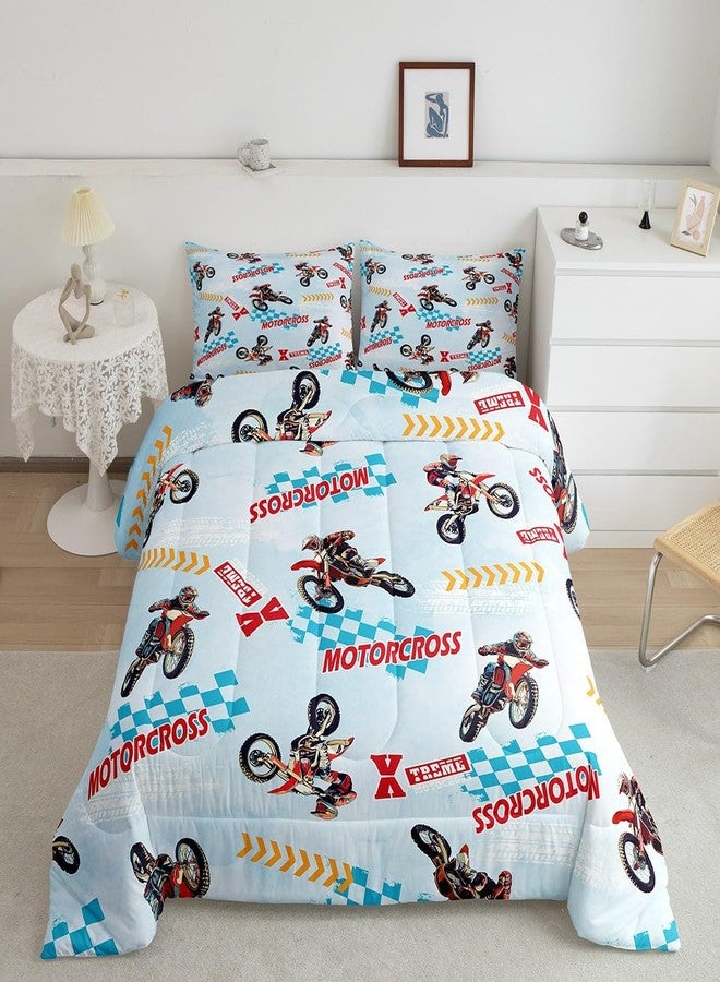 Feelyou Kids Dirt Bike Bedding Set Toddler Size, Motocross Duvet Insert Extreme Sports Comforter Set Boys Girls Teens Bedroom Decor with 1 Pillow Case - Image 2