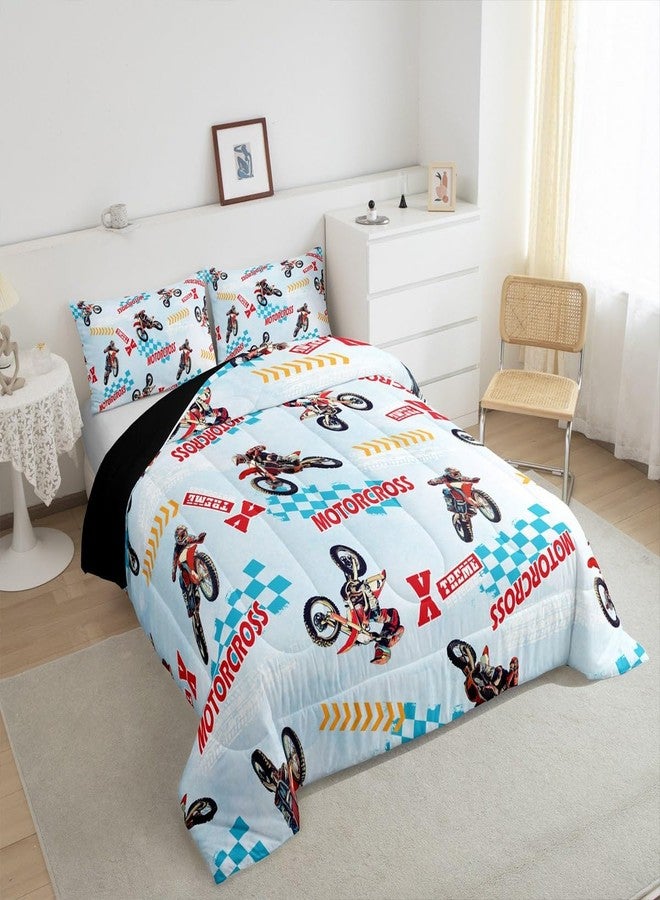 Feelyou Kids Dirt Bike Bedding Set Toddler Size, Motocross Duvet Insert Extreme Sports Comforter Set Boys Girls Teens Bedroom Decor with 1 Pillow Case - Image 5