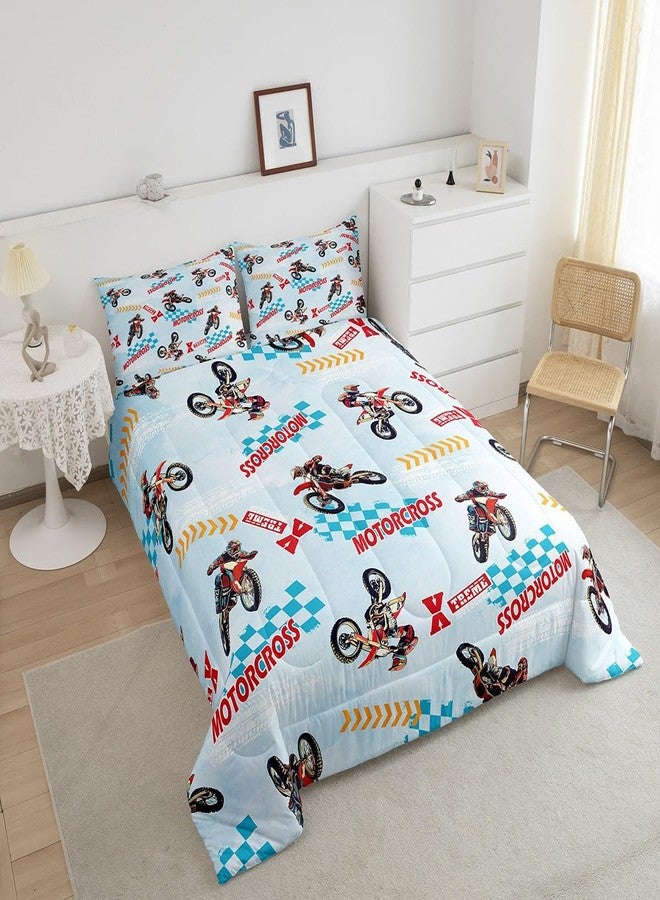 Feelyou Kids Dirt Bike Bedding Set Toddler Size, Motocross Duvet Insert Extreme Sports Comforter Set Boys Girls Teens Bedroom Decor with 1 Pillow Case - Image 4