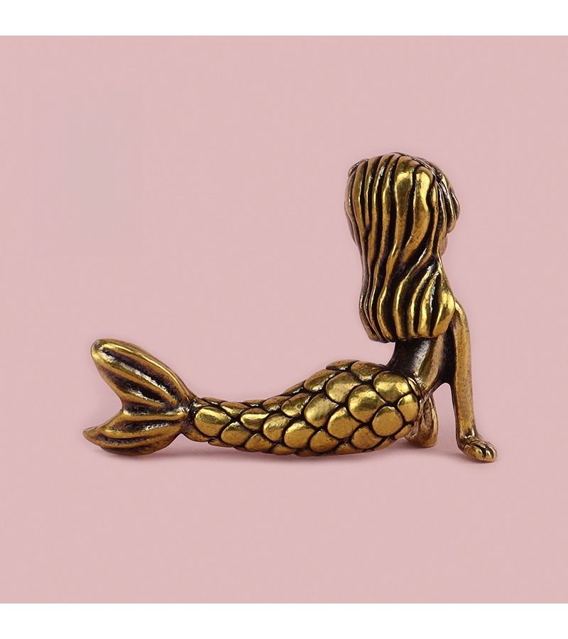 Mermaid Princess Brass Ornament Doll Face Dress Sculpture Craft Decor - Image 4